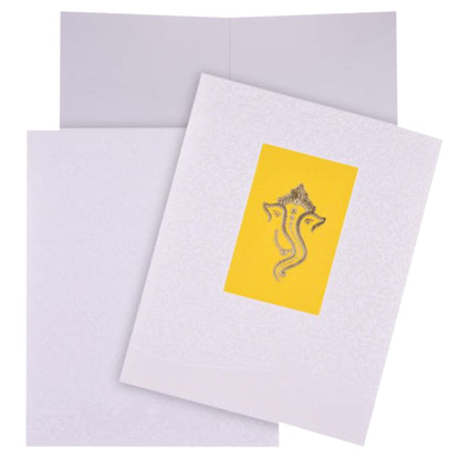 Gold Ganesha With Yellow Shading Wedding Card - KNK4096