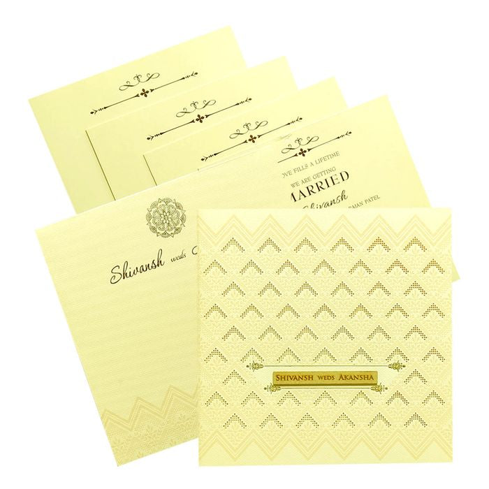 Cream Embossed Design Invitation Card-KRC29511