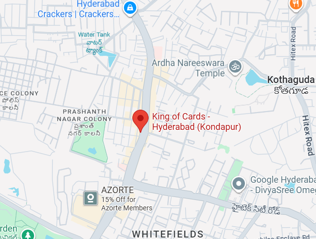 Map of Hyderabad with King of Cards location marked