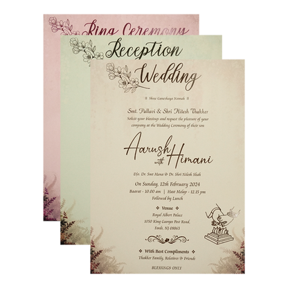 Cream Floral Elephant Padded Wedding Card-KSH72420