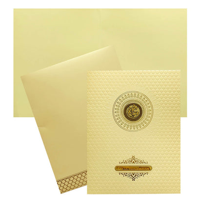 Selling Sandal embossed ganesha invitation card online. Buying invitation cards made easy with King of Cards! ? Customer Support ? Home Delivery.