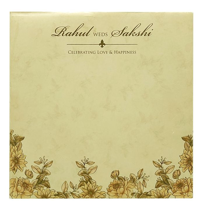 Golden Elegant Floral Lazer Cut MDF Wedding Card-King of Cards