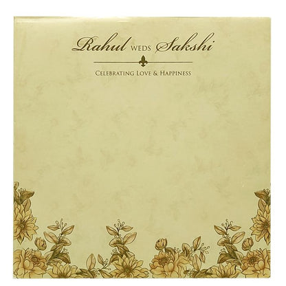 Golden Elegant Floral Lazer Cut MDF Wedding Card-King of Cards