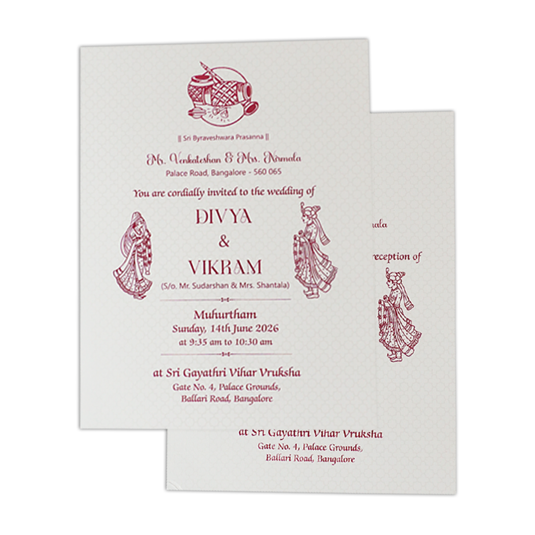 Yellow Embossed Balaji Padded  Wedding Card-KNMS9310