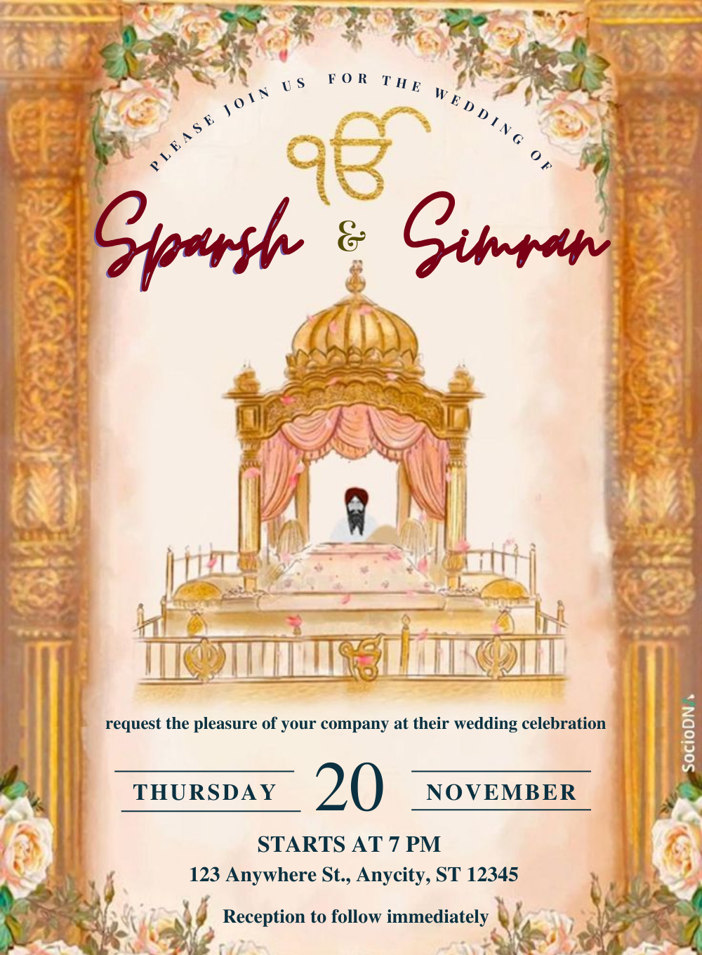 Serene Sanctuary Punjabi Wedding Invitations-AAPUN018
