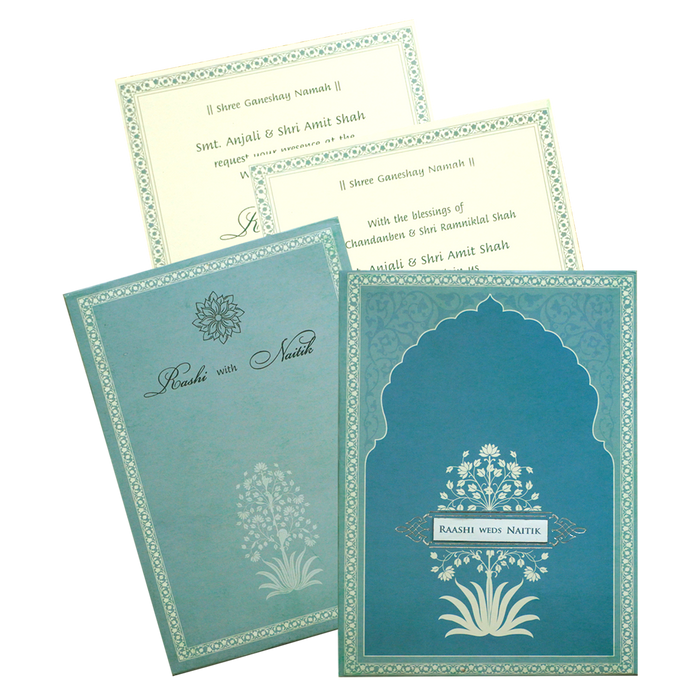 Light Blue Padded Wedding Card-King of Cards