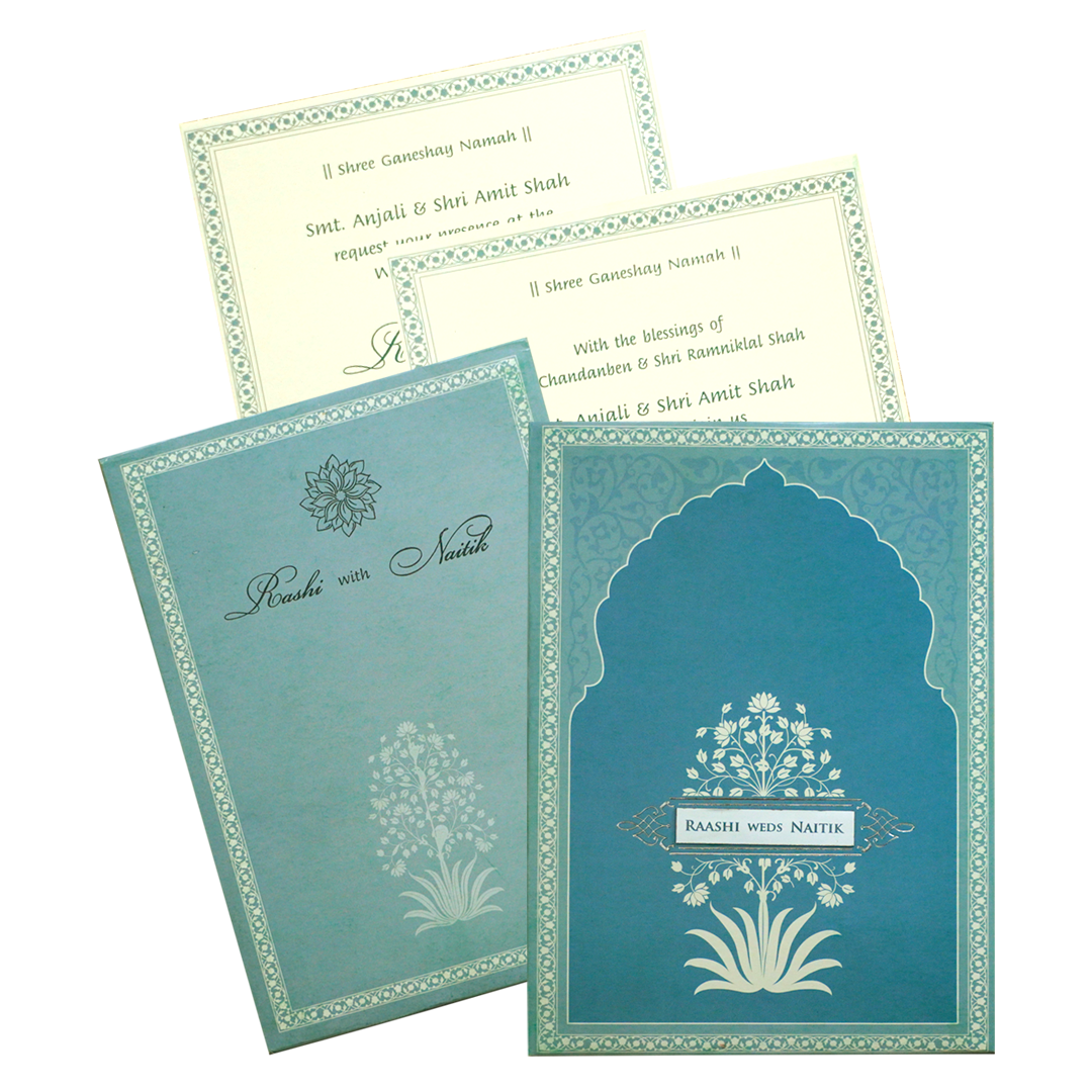 Make your event special with our exclusive Light Blue Padded Wedding Card. Shop now! ?WhatsApp Support ?Express Delivery.