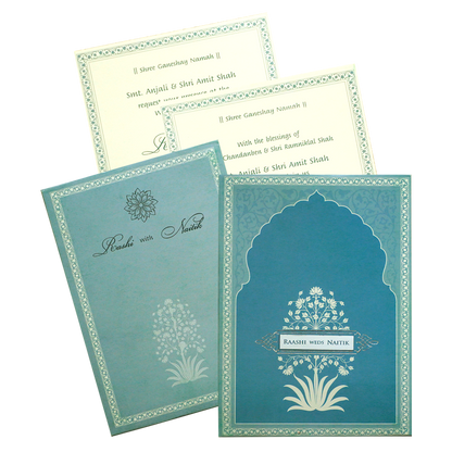 Make your event special with our exclusive Light Blue Padded Wedding Card. Shop now! ?WhatsApp Support ?Express Delivery.