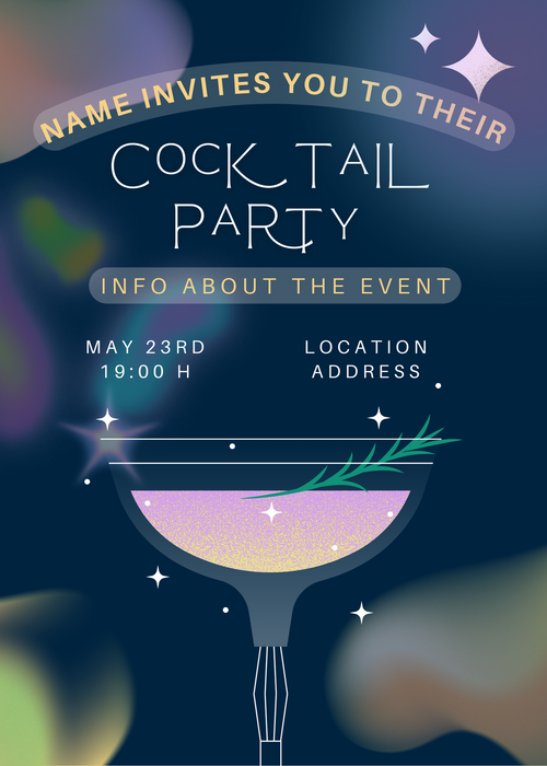 Blue Premium Cocktail Party Invitation-AACPI004