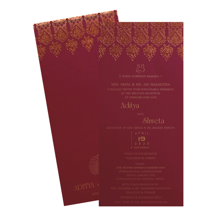 Dark Raspberry Single Wedding Card-King of Cards