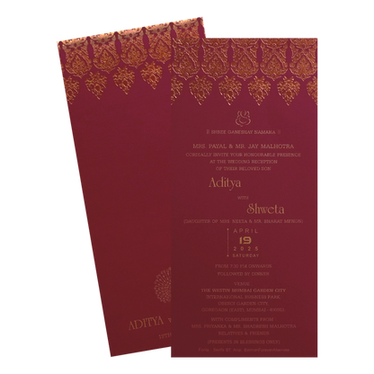 Make your event special with our exclusive Dark Raspberry Single Wedding Card. Shop now! ?WhatsApp Support ?Express Delivery.