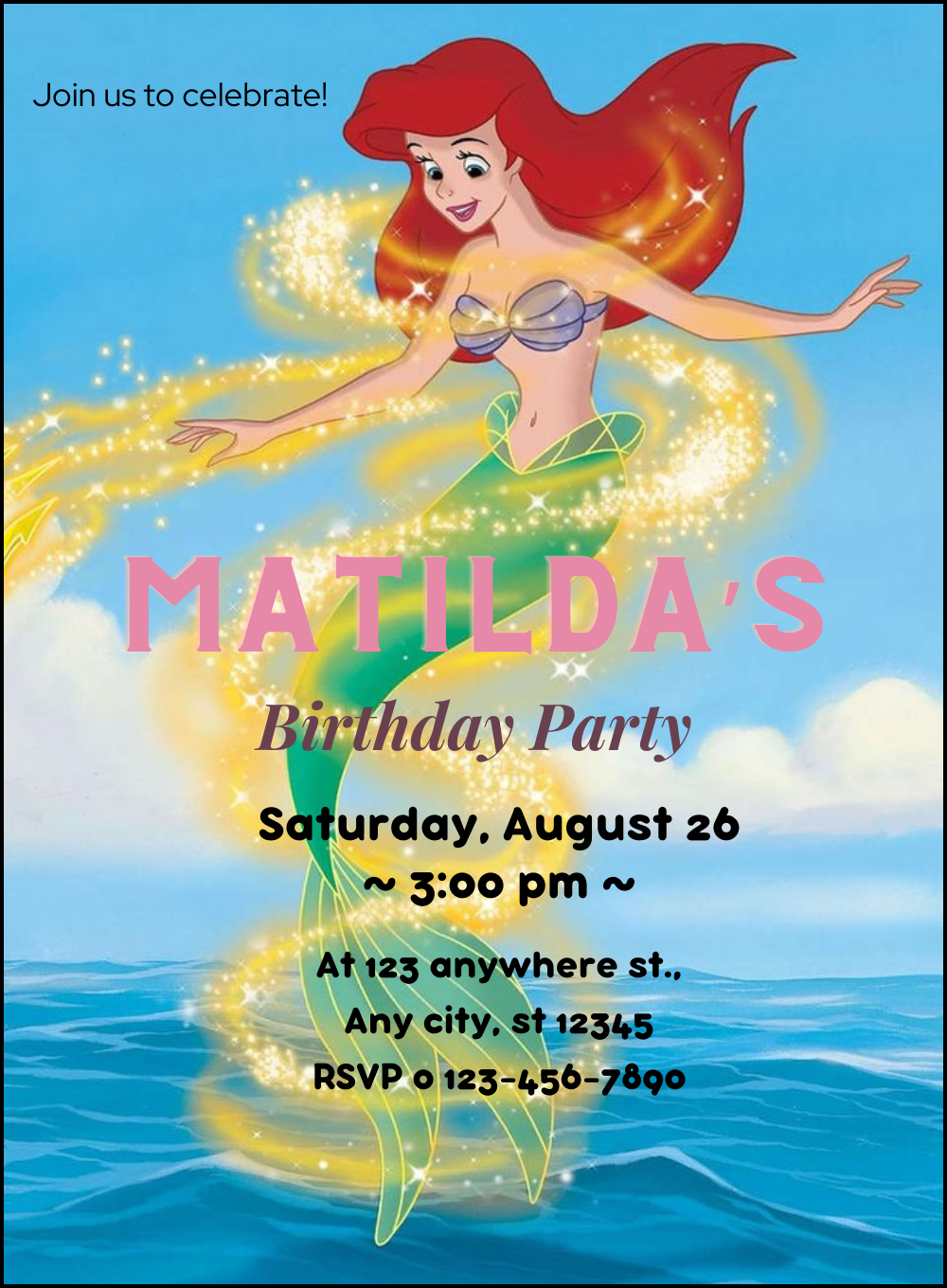 Shimmering Teal Mermaid Invitation-AAMER006