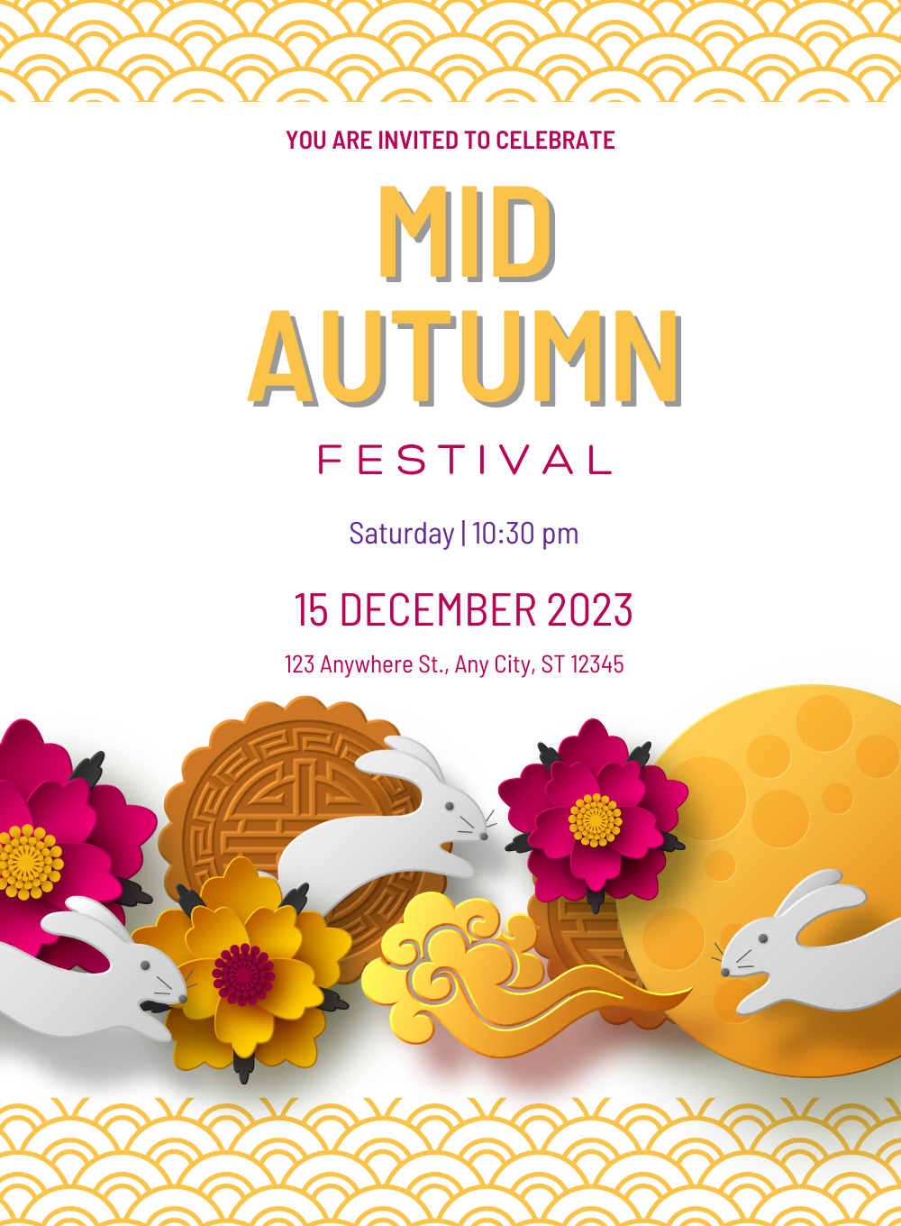 Silver Moonlight mid-autumn festival Invitation-AAMID003