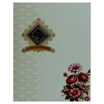 White Floral Nameplate Wedding Card-KNJP1202