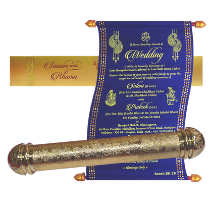 Blue  Scroll Wedding Invitation.-KJTS0028