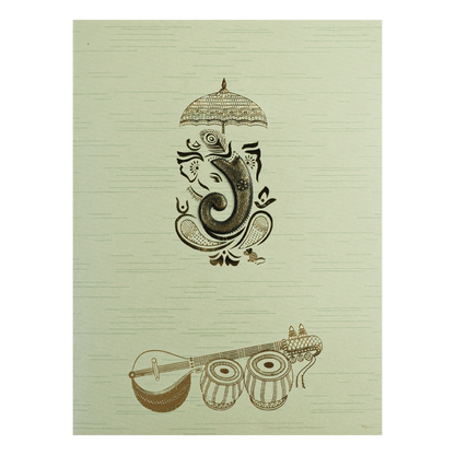 Mint Green Musical Ganesha Wedding Card-KNKR5025N