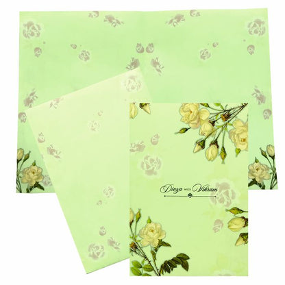 Green Rose Floral Wedding Card-KNPP682G