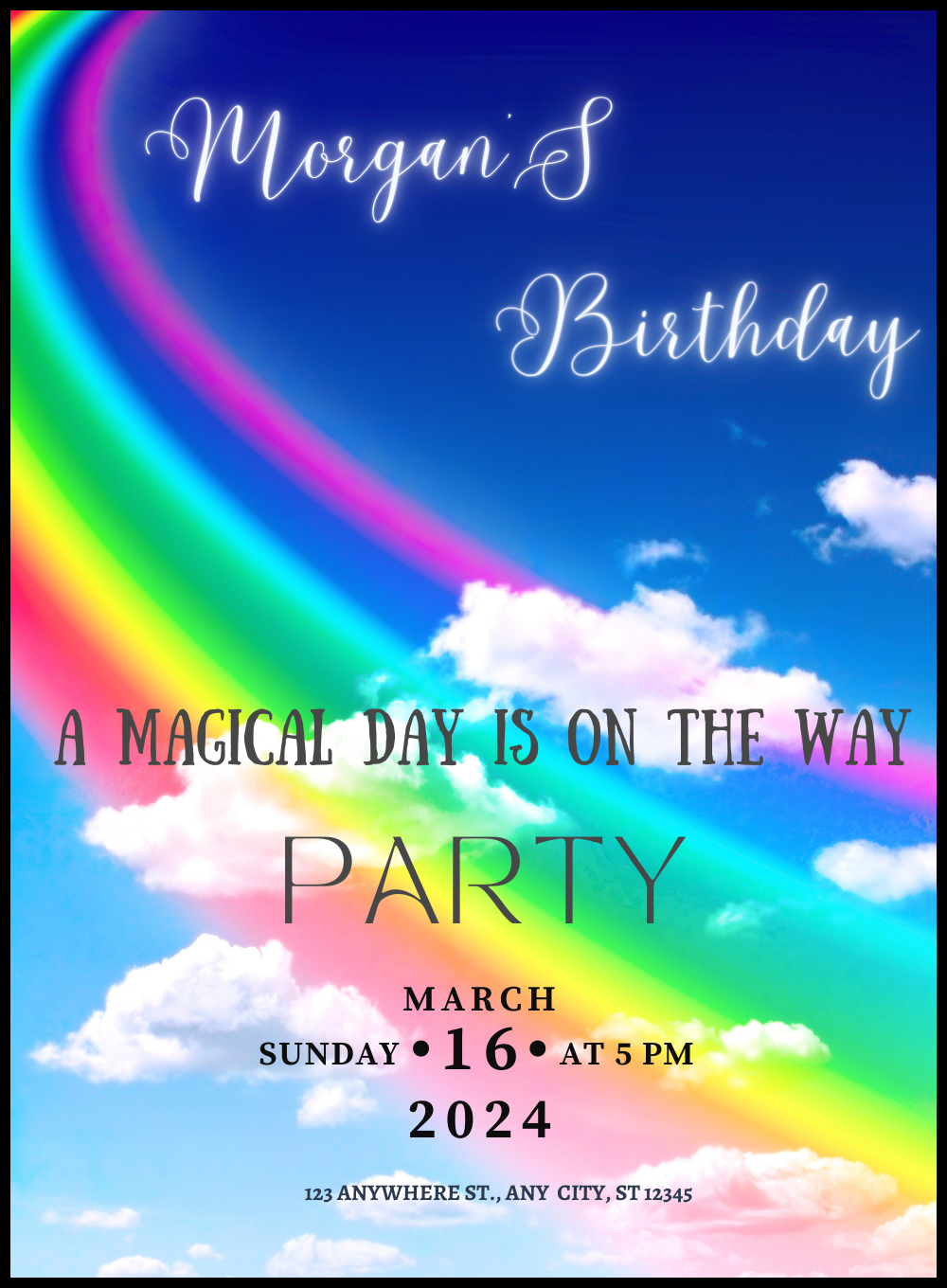 Sky Blue Rainbow Invitation-AARNB010