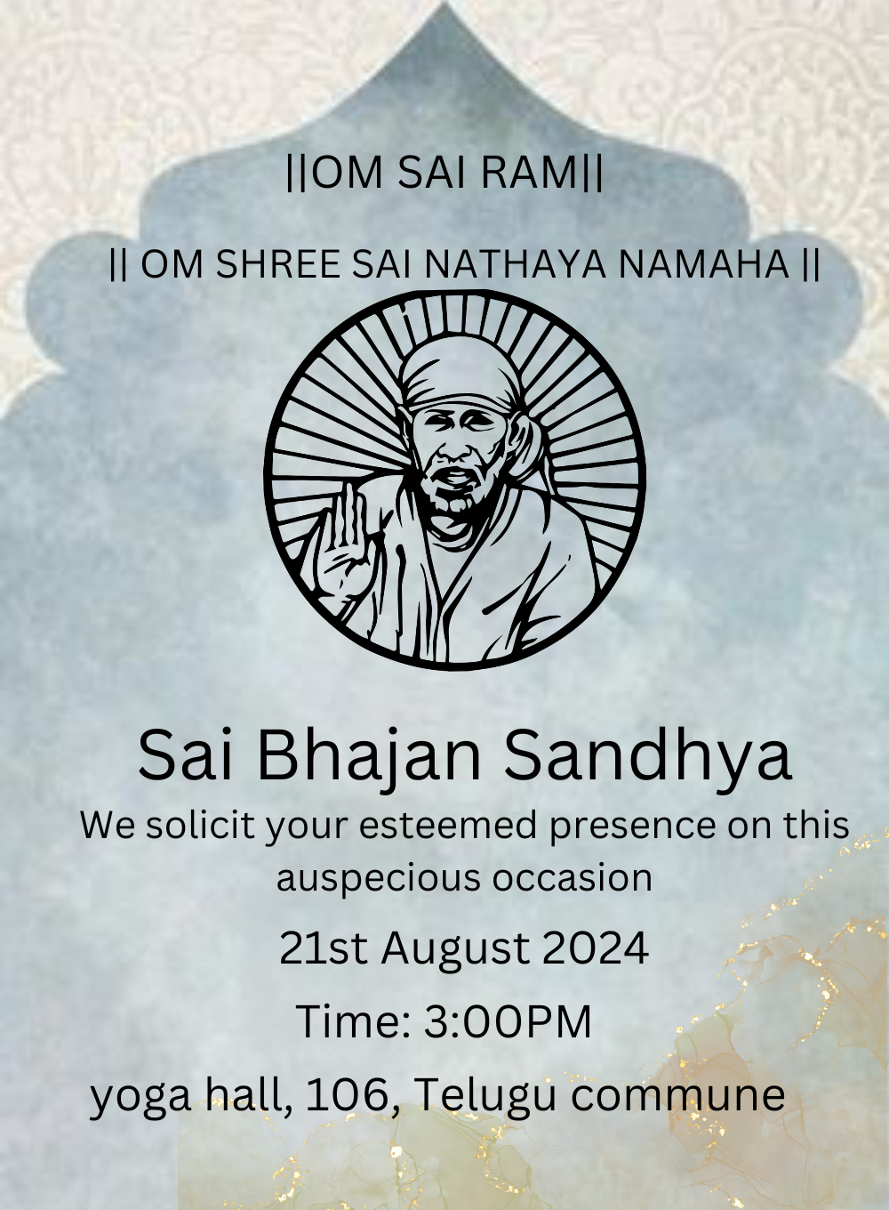 Sky Blue Bhajan Sai Sandhya Invitations-AASSI005