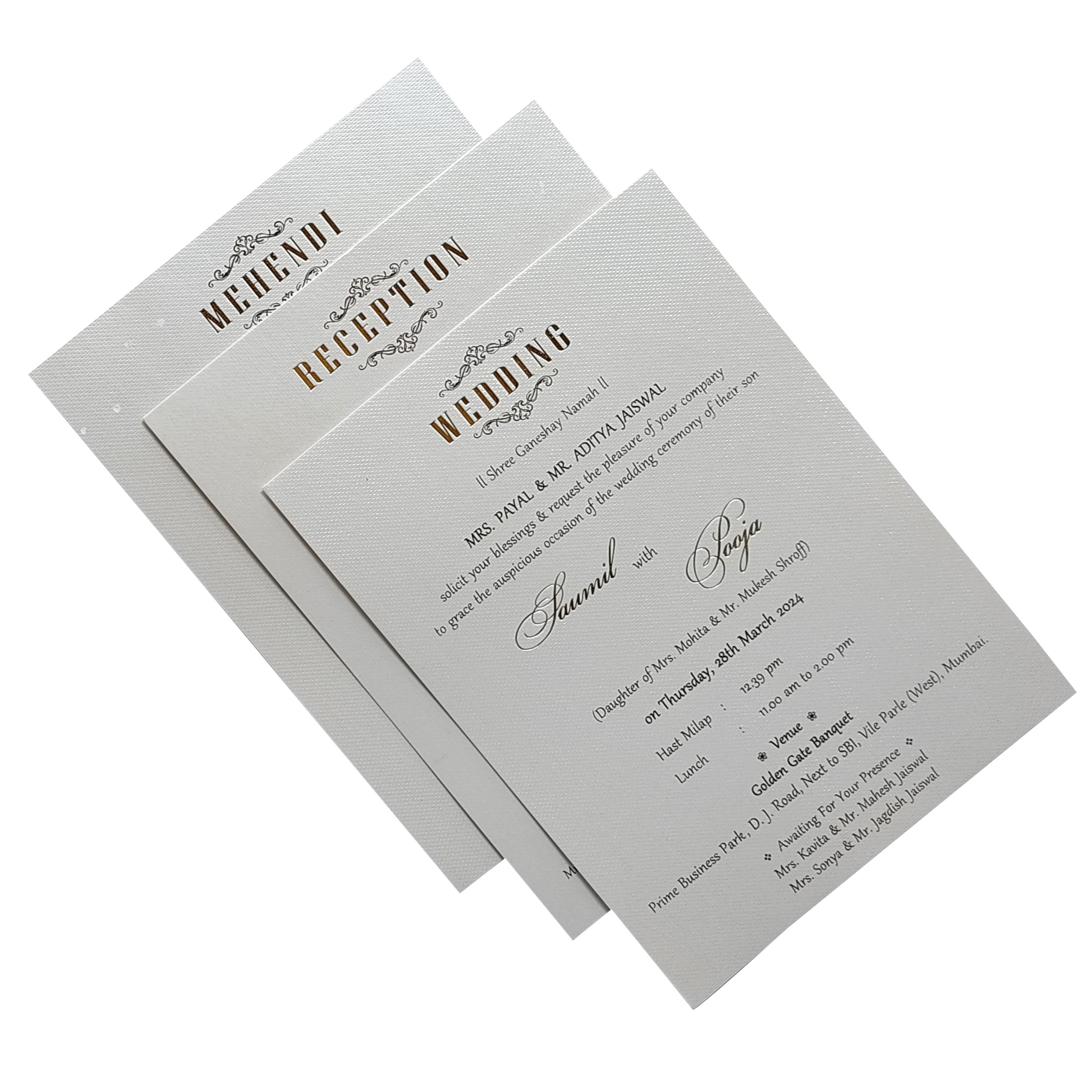 Grey Floral Foil Invitation Card-KRC29820