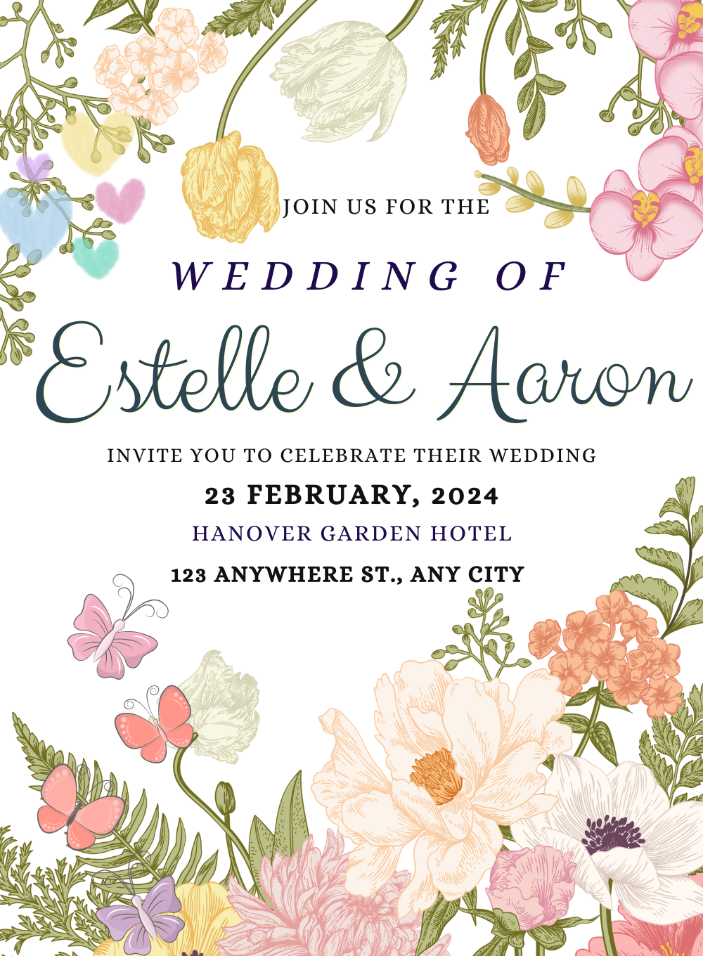 Soft Watercolors Floral Wedding Invitations-King of Cards