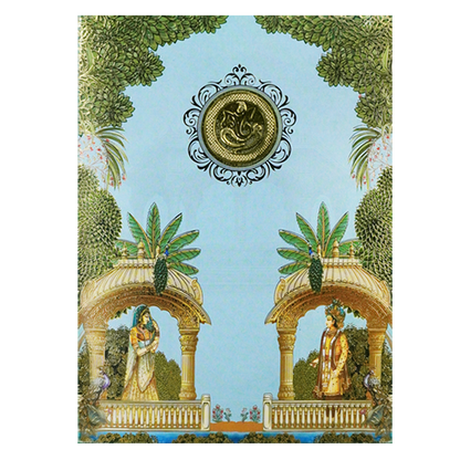 Blue Palace Floral Wedding Card-KNTY6815