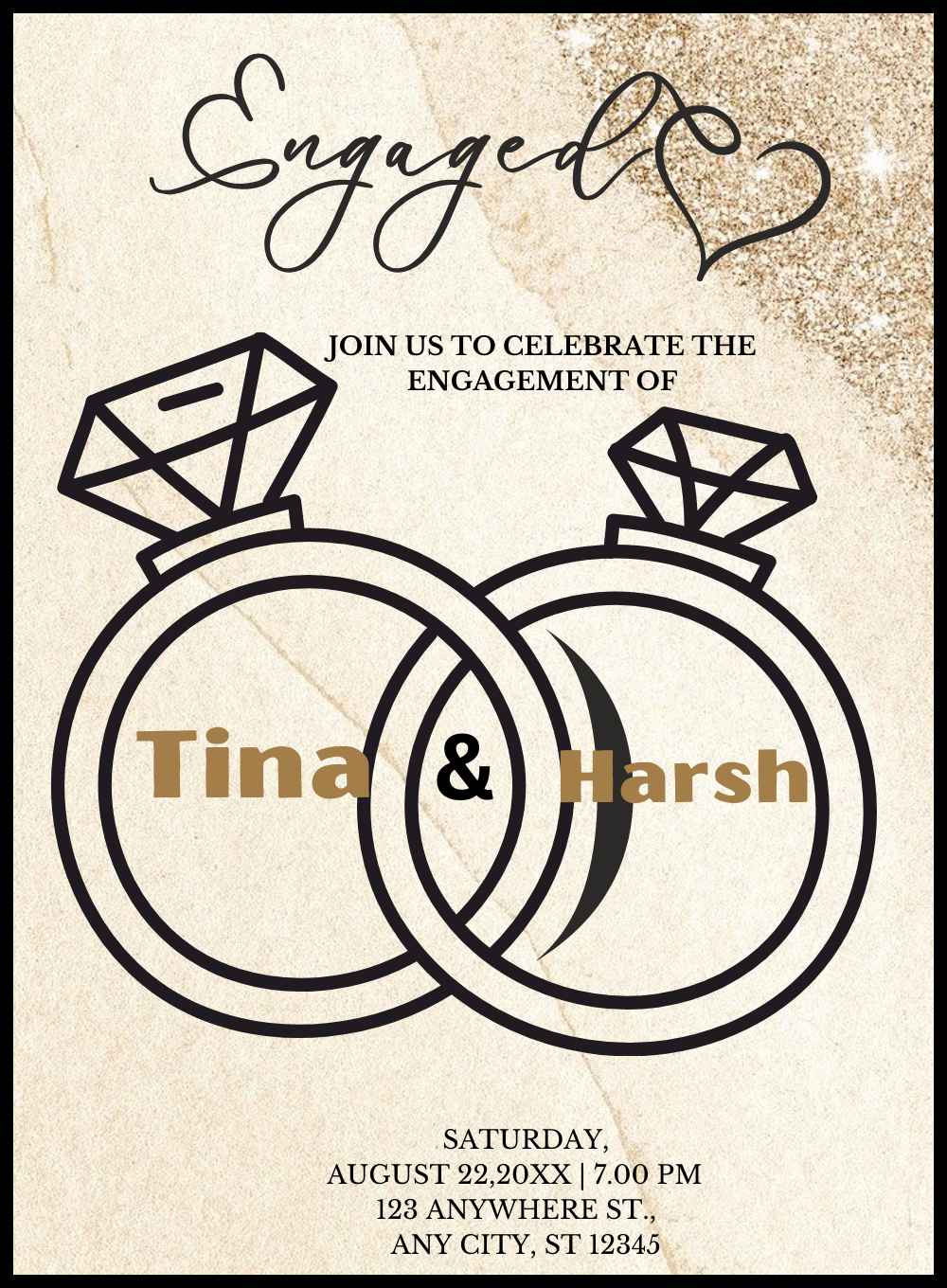 Sparkling Rings Engagement Invitations-AAEGI024