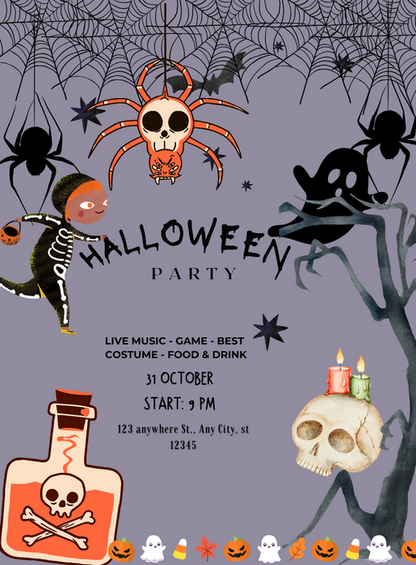Spider-Infested Holloween Invitation-AAHOO019