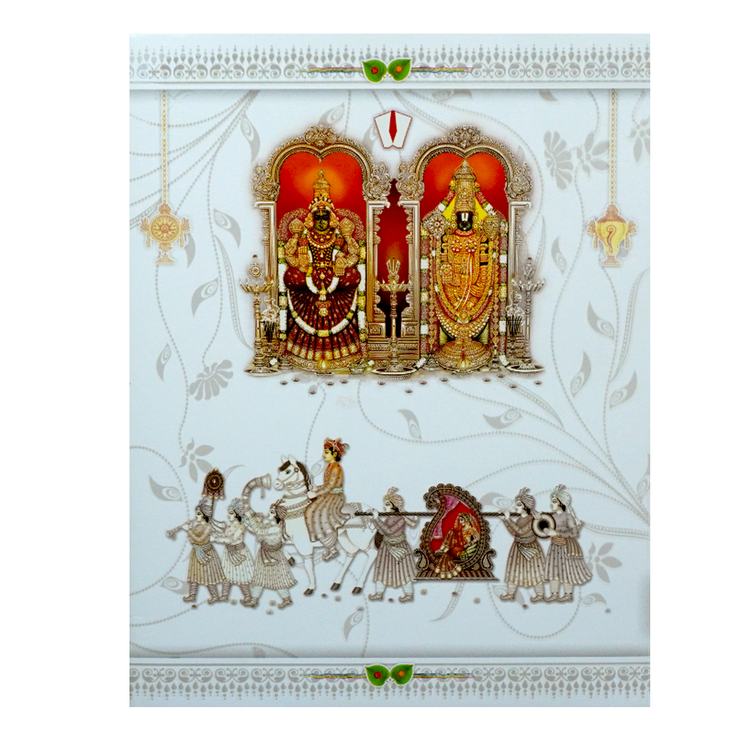 White Jumbo Balaji Padmavathi With Dohli Baraat Fictional Print-KNK4331