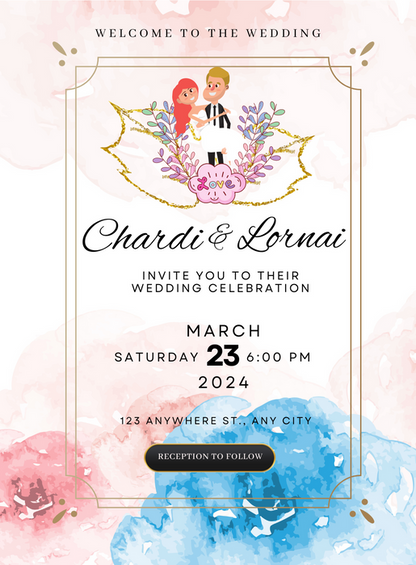 Splash of Color Custom Wedding Invitations-AACUW007