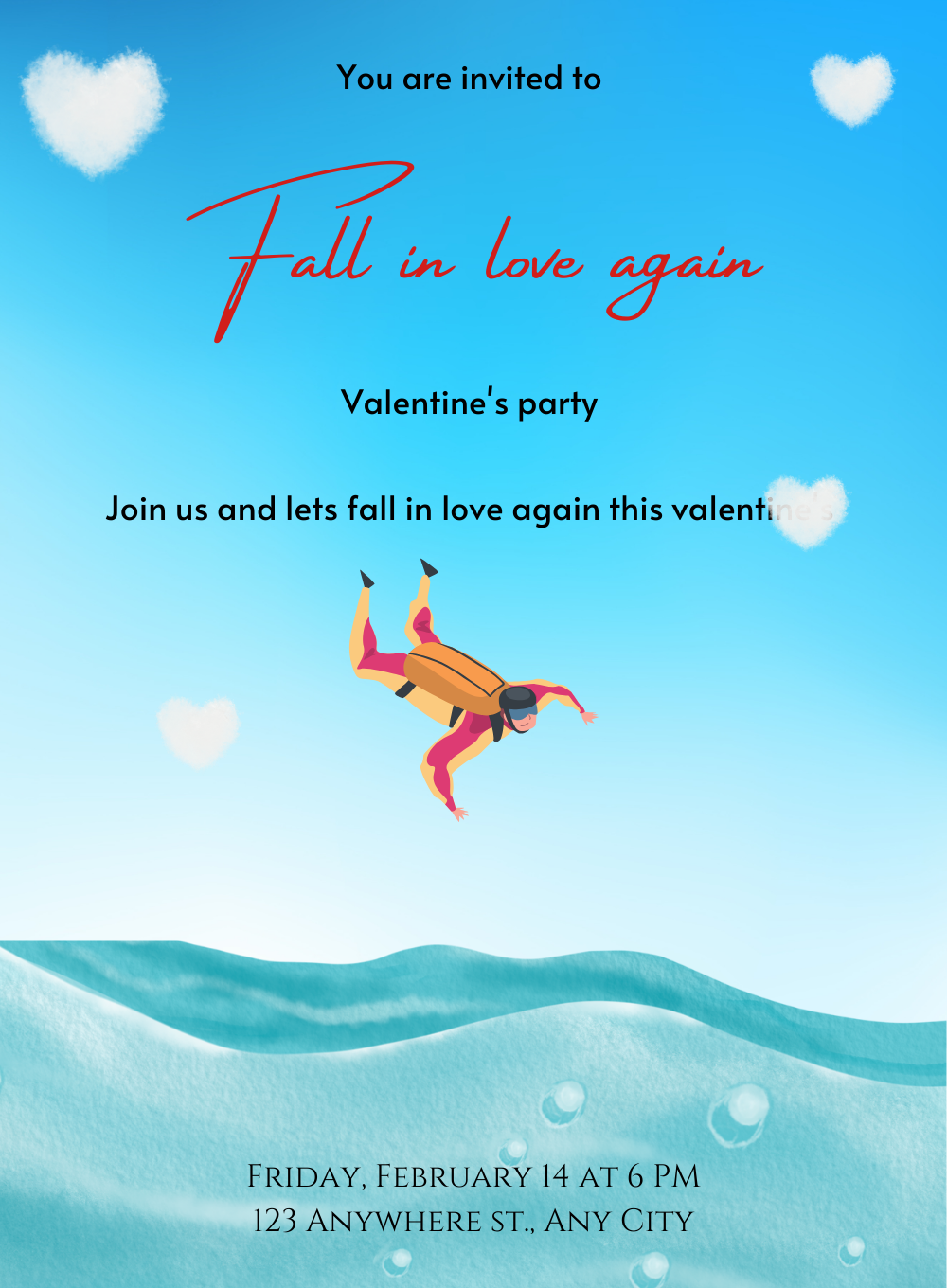 Splash of Love Valentine s day Invitation-AAVAl013