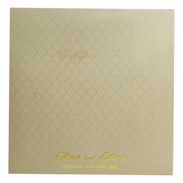 Light Brown Embossed Padded Wedding Card-King of Cards