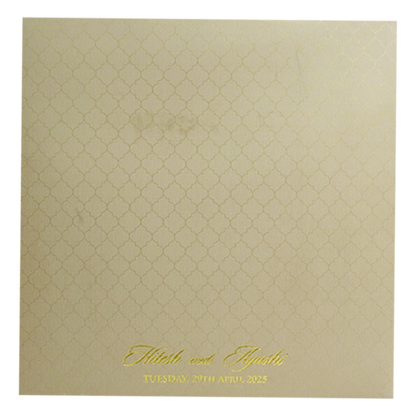 Light Brown Embossed Padded Wedding Card-King of Cards