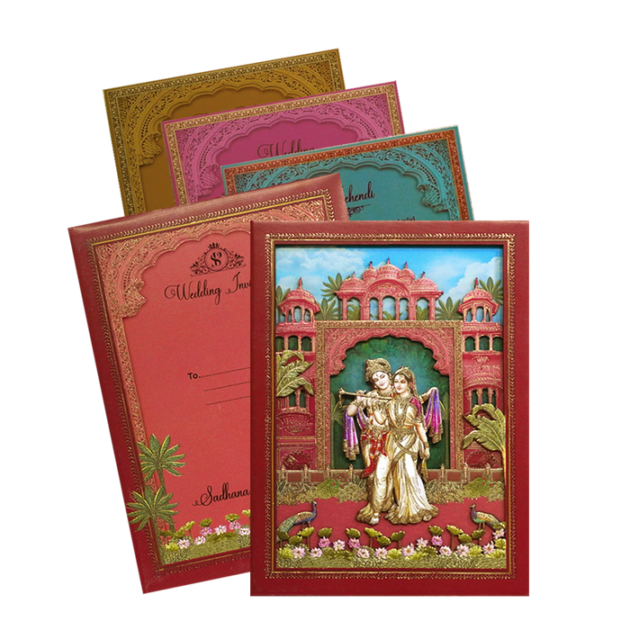 Red MDF Padded Invitation-King of Cards