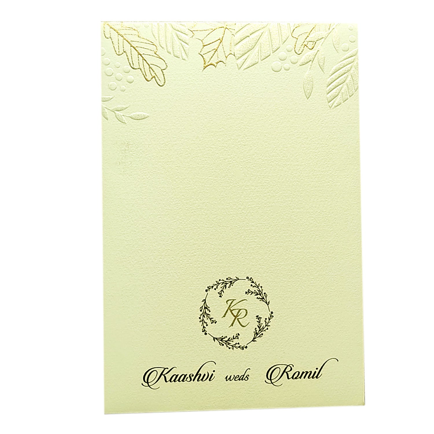 White Embossed Single Sheet Invitation Card-KRCS6133