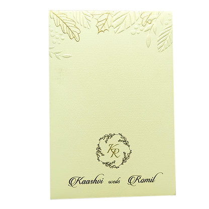 White Embossed Single Sheet Invitation Card-KRCS6133