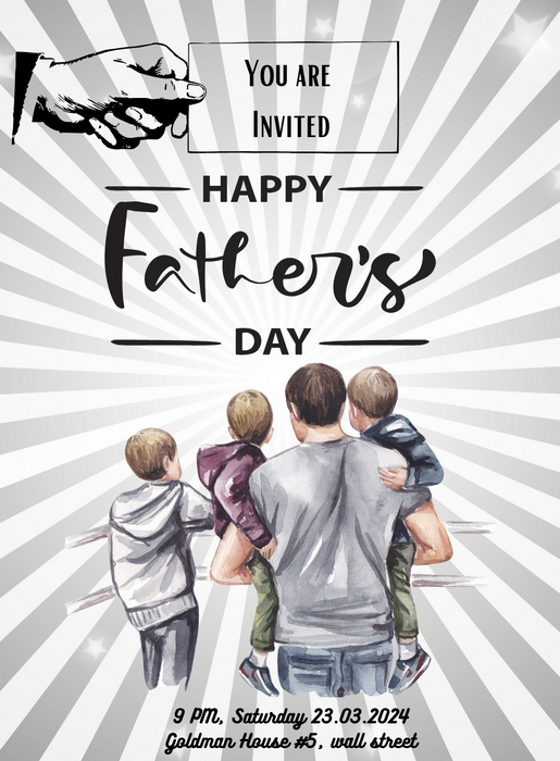 Stripes fun Fathers day Invitation-AAFAT010
