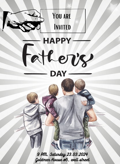 Stripes fun Fathers day Invitation-AAFAT010