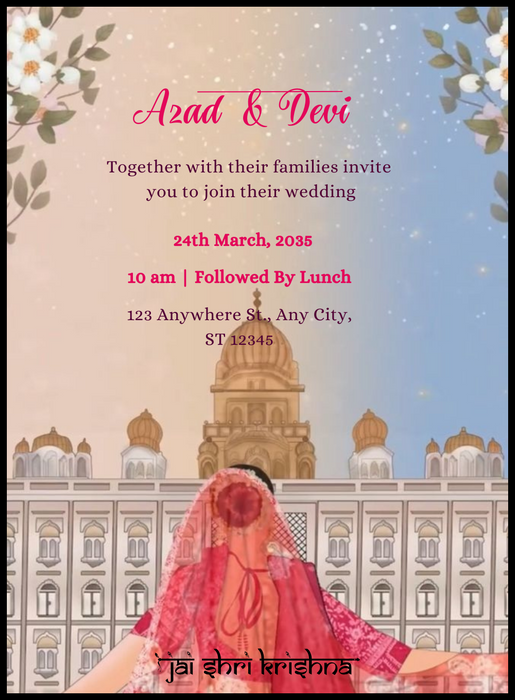 Stunning Golden Gujarati Wedding Invitation&