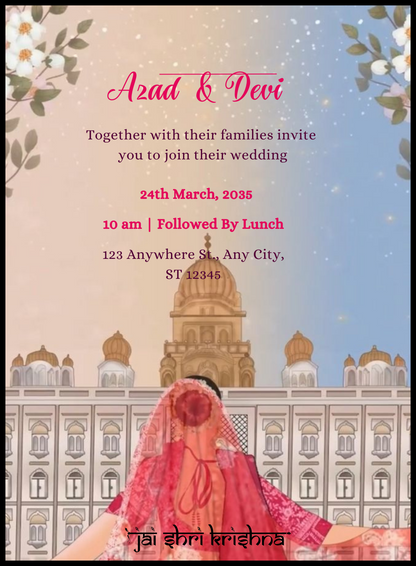 Stunning Golden Gujarati Wedding Invitation&
