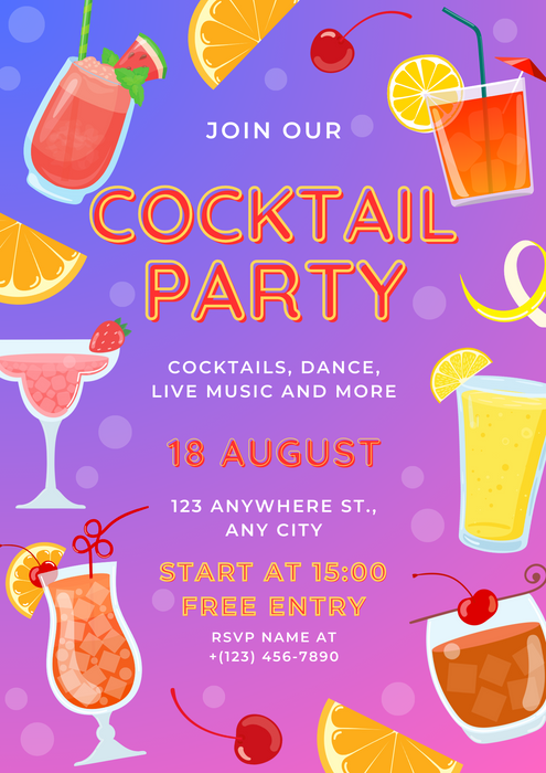 Purple Perfection Cocktail Party Invitation-AACPI002