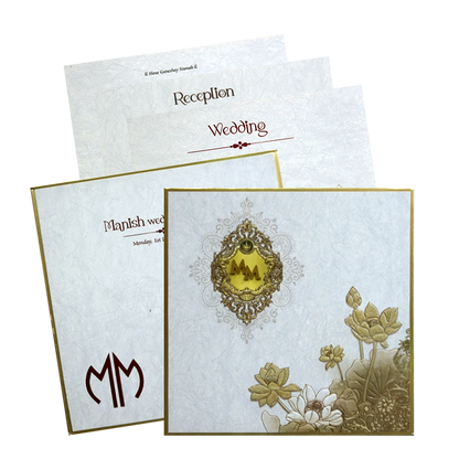 Grey Premium Padded Marriage Card-King of Cards