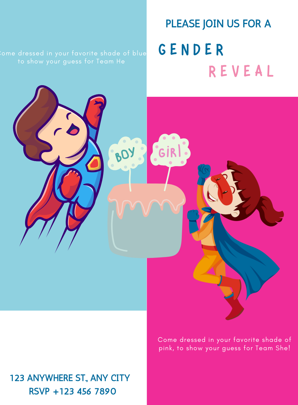 Superhero Gender Reveal Invitation-King of Cards