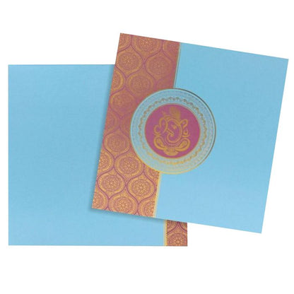 Beautiful Blue Shading With Ganesha Design wedding Card - KNK30363-King of Cards