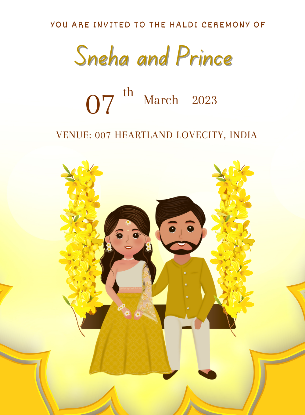 Swing Floral Haldi Cremony Invitation-AAHCI024