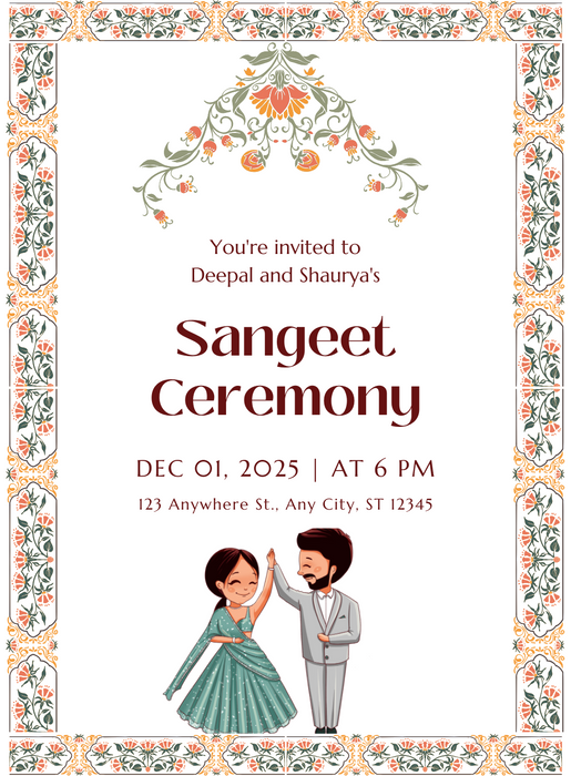 Swirling Vines Sangeet Invitations-AASAN018