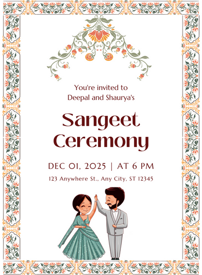 Swirling Vines Sangeet Invitations-AASAN018