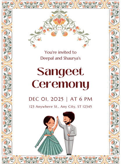 Swirling Vines Sangeet Invitations-AASAN018