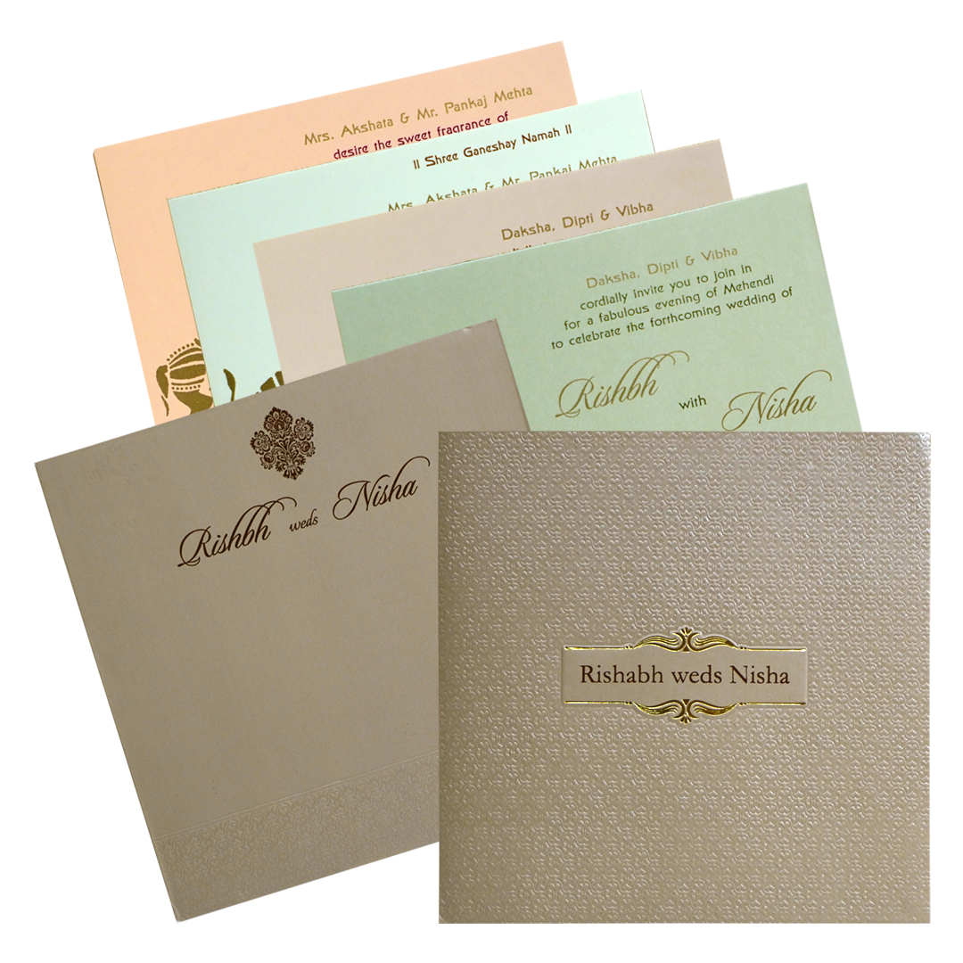 Brown Grey Wedding Card-KRC30511