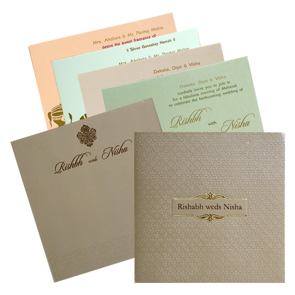Brown Grey Wedding Card-KRC30511